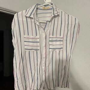 Love Notes Blue and White Striped Shirt